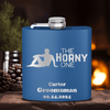 Blue Bachelor Party Flask With The Horny One Design