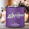 Purple Bachelor Party Flask With The Horny One Design