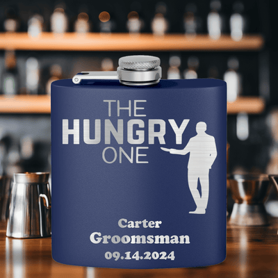 Navy Bachelor Party Flask With The Hungry One Design
