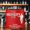 Red Bachelor Party Flask With The Hungry One Design