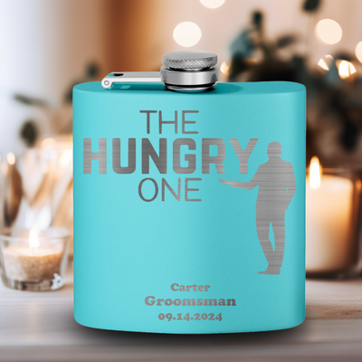 Teal Bachelor Party Flask With The Hungry One Design