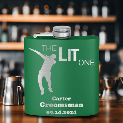 Green Bachelor Party Flask With The Lit One Design