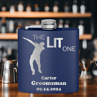 Navy Bachelor Party Flask With The Lit One Design