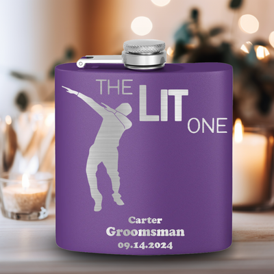 Purple Bachelor Party Flask With The Lit One Design