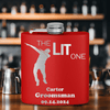 Red Bachelor Party Flask With The Lit One Design