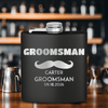Black Groomsman Flask With The Mustache Amigo Design