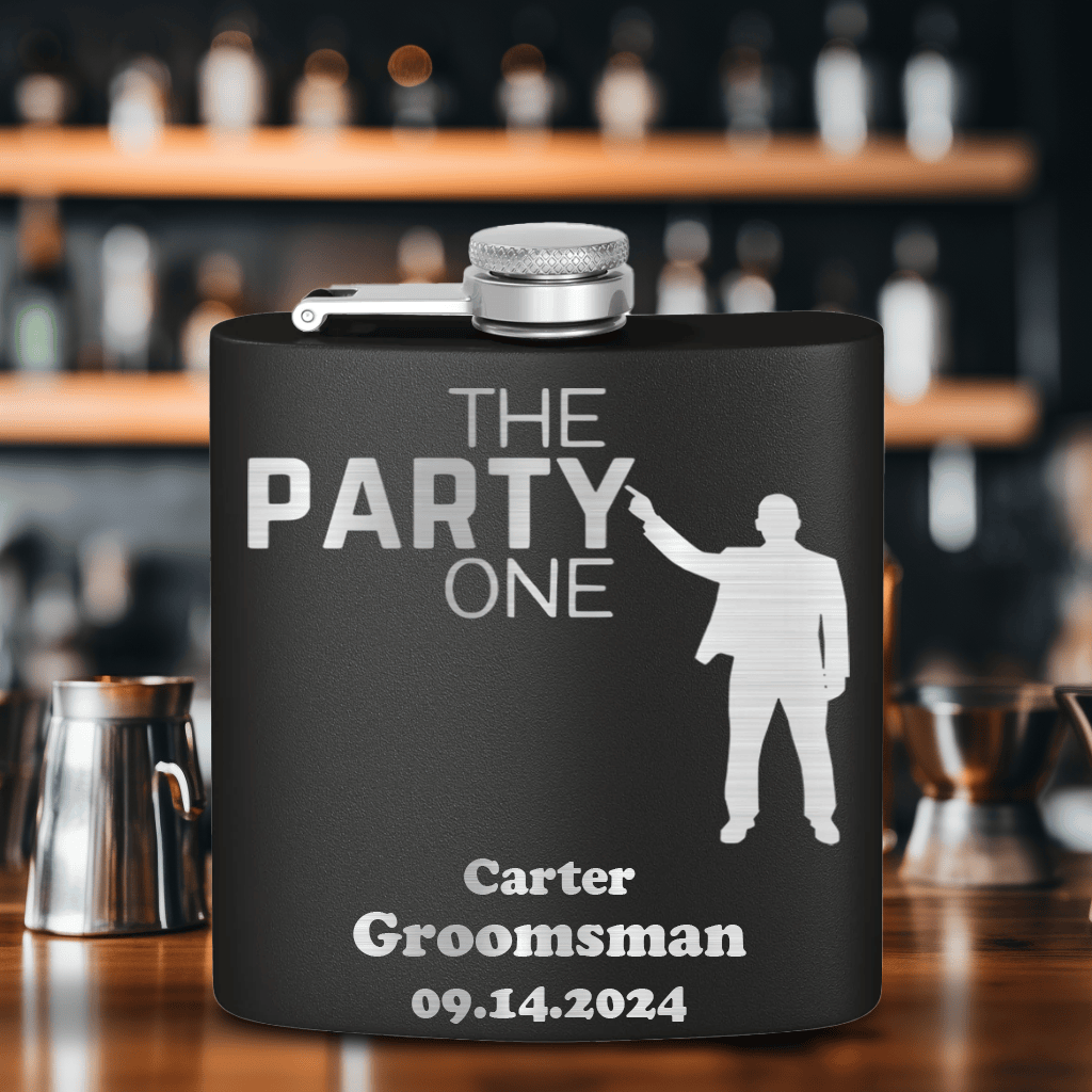 Black Bachelor Party Flask With The Party One Design