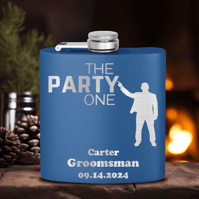 Blue Bachelor Party Flask With The Party One Design