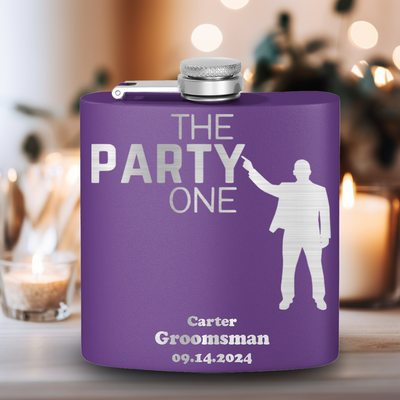 Purple Bachelor Party Flask With The Party One Design