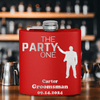 Red Bachelor Party Flask With The Party One Design