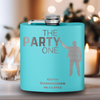 Teal Bachelor Party Flask With The Party One Design
