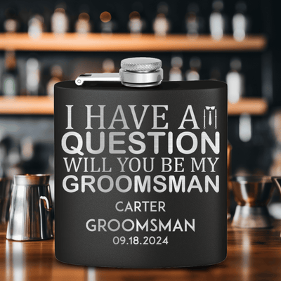 Black Groomsman Flask With The Real Proposal Design