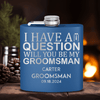 Blue Groomsman Flask With The Real Proposal Design