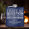 Navy Groomsman Flask With The Real Proposal Design