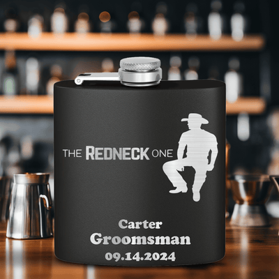 Black Bachelor Party Flask With The Redneck One Design