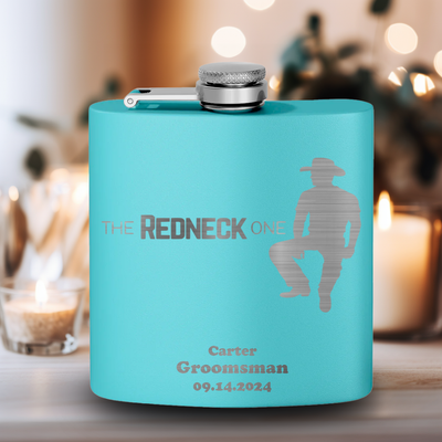 Teal Bachelor Party Flask With The Redneck One Design