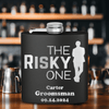 Black Bachelor Party Flask With The Risky One Design