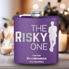 Purple Bachelor Party Flask With The Risky One Design