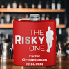 Red Bachelor Party Flask With The Risky One Design