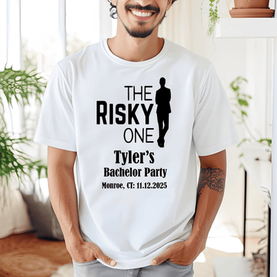 White Mens T-Shirt With The Risky One Design