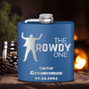 Blue Bachelor Party Flask With The Rowdy One Design