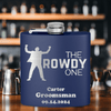 Navy Bachelor Party Flask With The Rowdy One Design