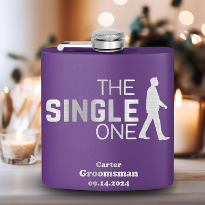 Purple Bachelor Party Flask With The Single One Design