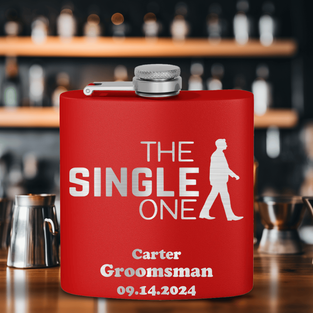 Red Bachelor Party Flask With The Single One Design