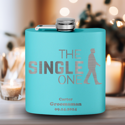 Teal Bachelor Party Flask With The Single One Design