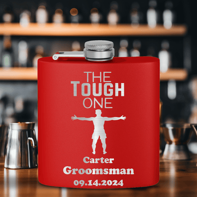 Red Bachelor Party Flask With The Tough One Design