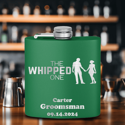 Green Bachelor Party Flask With The Whipped One Design