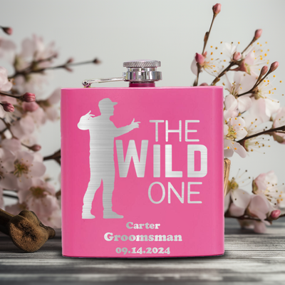 Pink Bachelor Party Flask With The Wild One Design