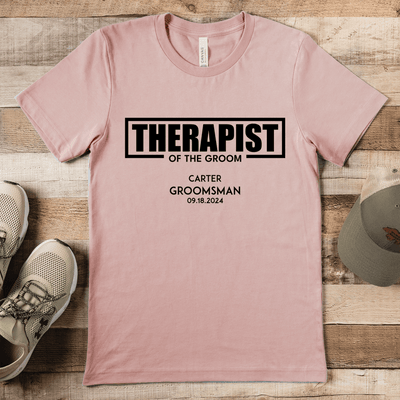Heather Peach Mens T-Shirt With Therapist Of The Groom Design