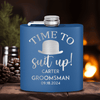 Blue Groomsman Flask With Timeless Friend Design
