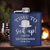 Navy Groomsman Flask With Timeless Friend Design