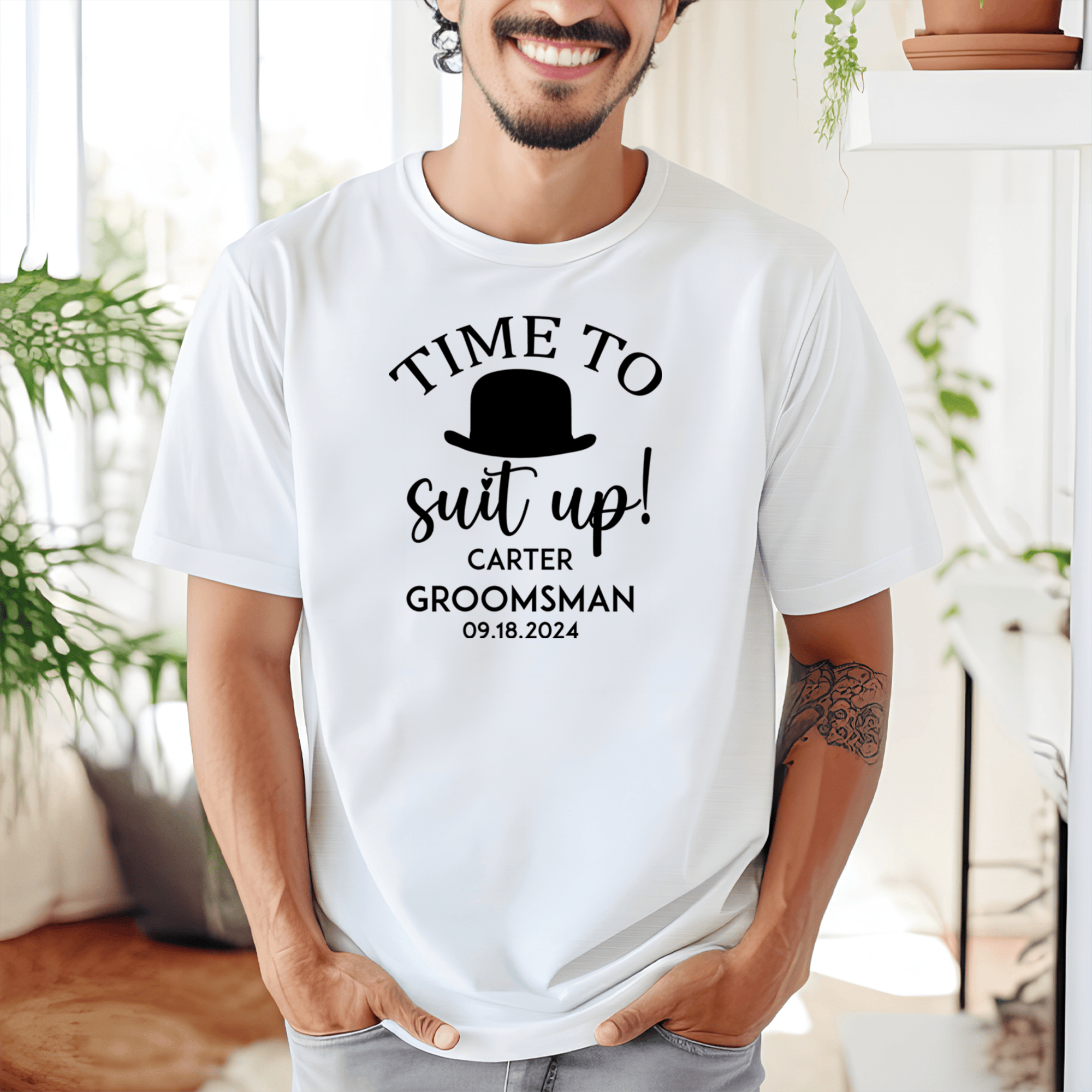 Grey Mens T-Shirt With Timeless Friend Design