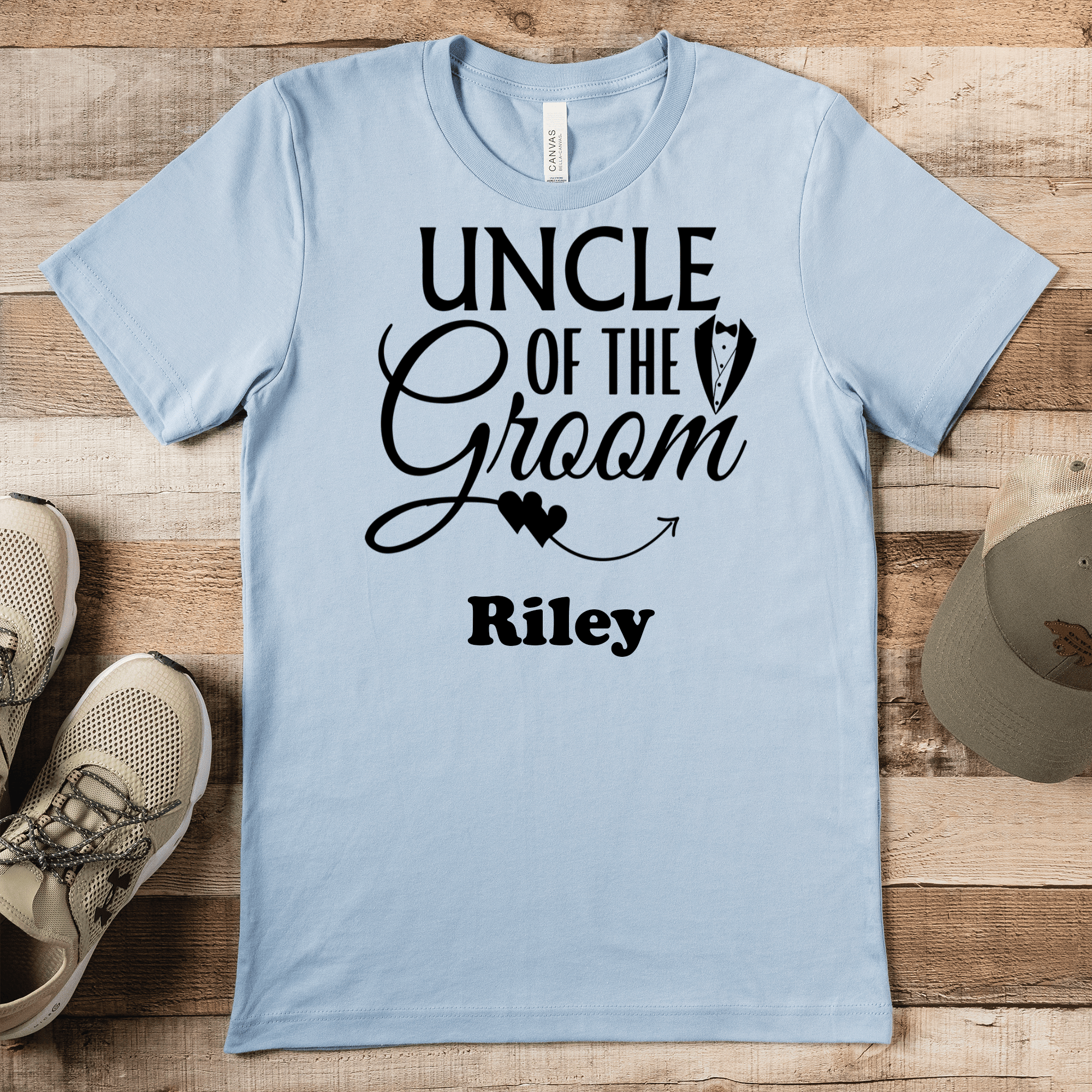 Light Blue Mens T-Shirt With Uncle Of The Groom Design