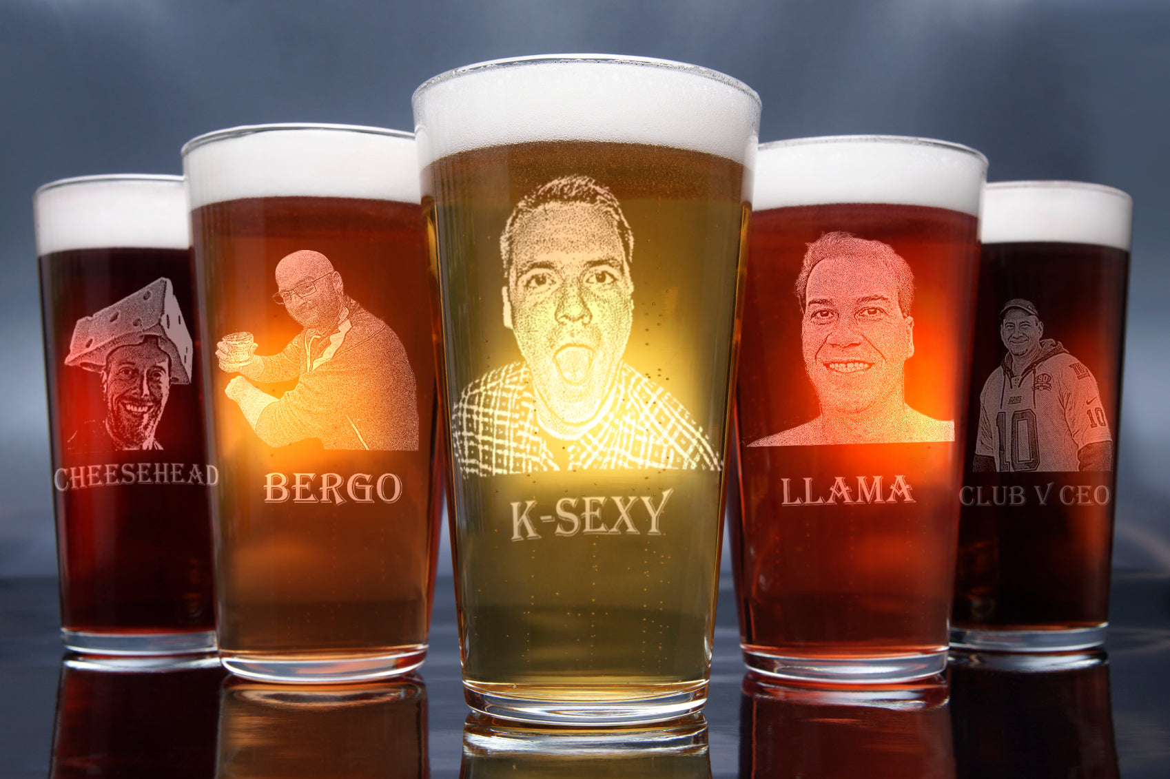 Groomsmen & Beer Names Personalized Pint Glass | (Set of 4)