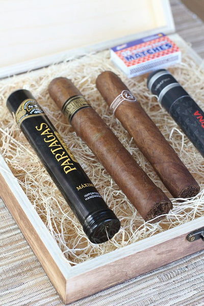 cigar box groomsmen gift close up