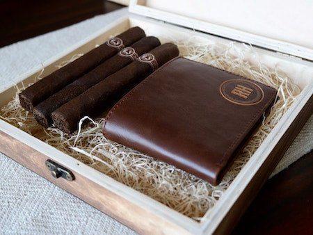 personalized cigar boxes with wallet and cigars
