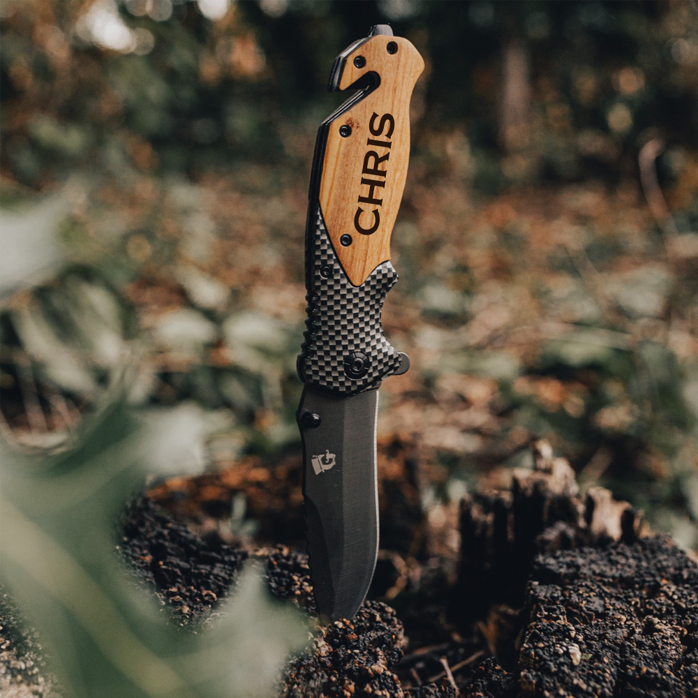 Custom Engraved Carbon Fiber Knife Personalized with Name