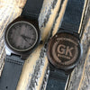 Personalized Groomsmen Watch - Wood Face with Brown Leather Strap - Custom Engraved Back
