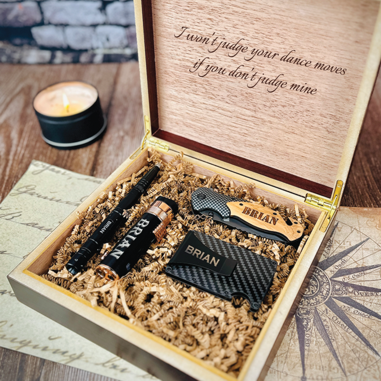 Personalized Gift Set Including a Beer Mug, Bottle Opener, Army Knife, and  Keepsake Gift Box