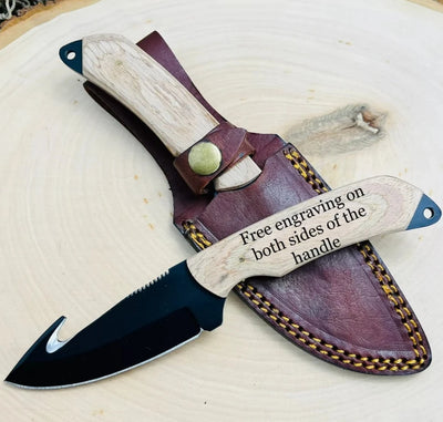 Engraved Gut Hook Knife