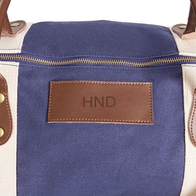 Personalized Canvas & Leather Duffle Bag Navy