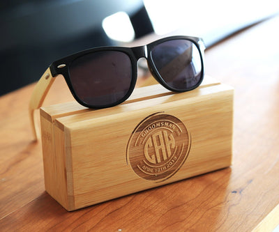 Personalized Groomsmen Sunglasses with Bamboo Box