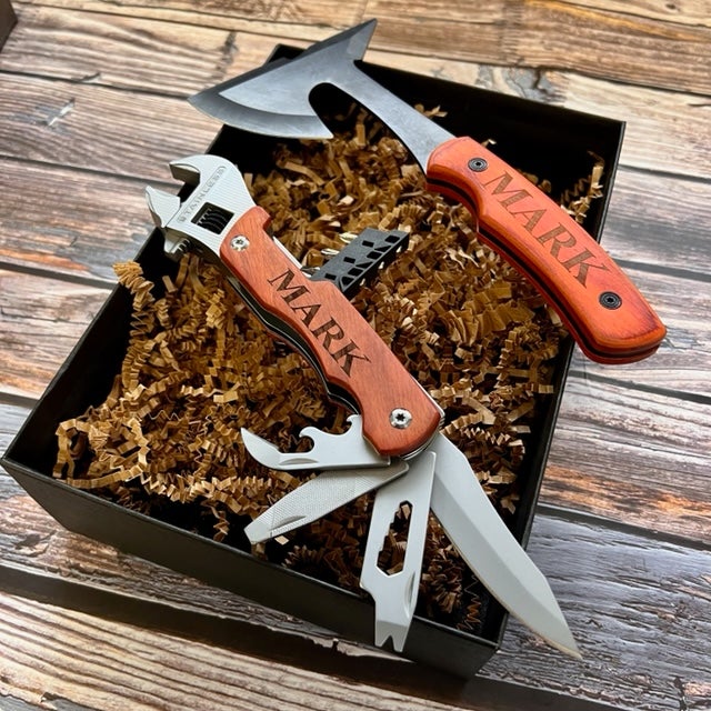 Gift Box Set for Groomsmen with AX And Multi Tool