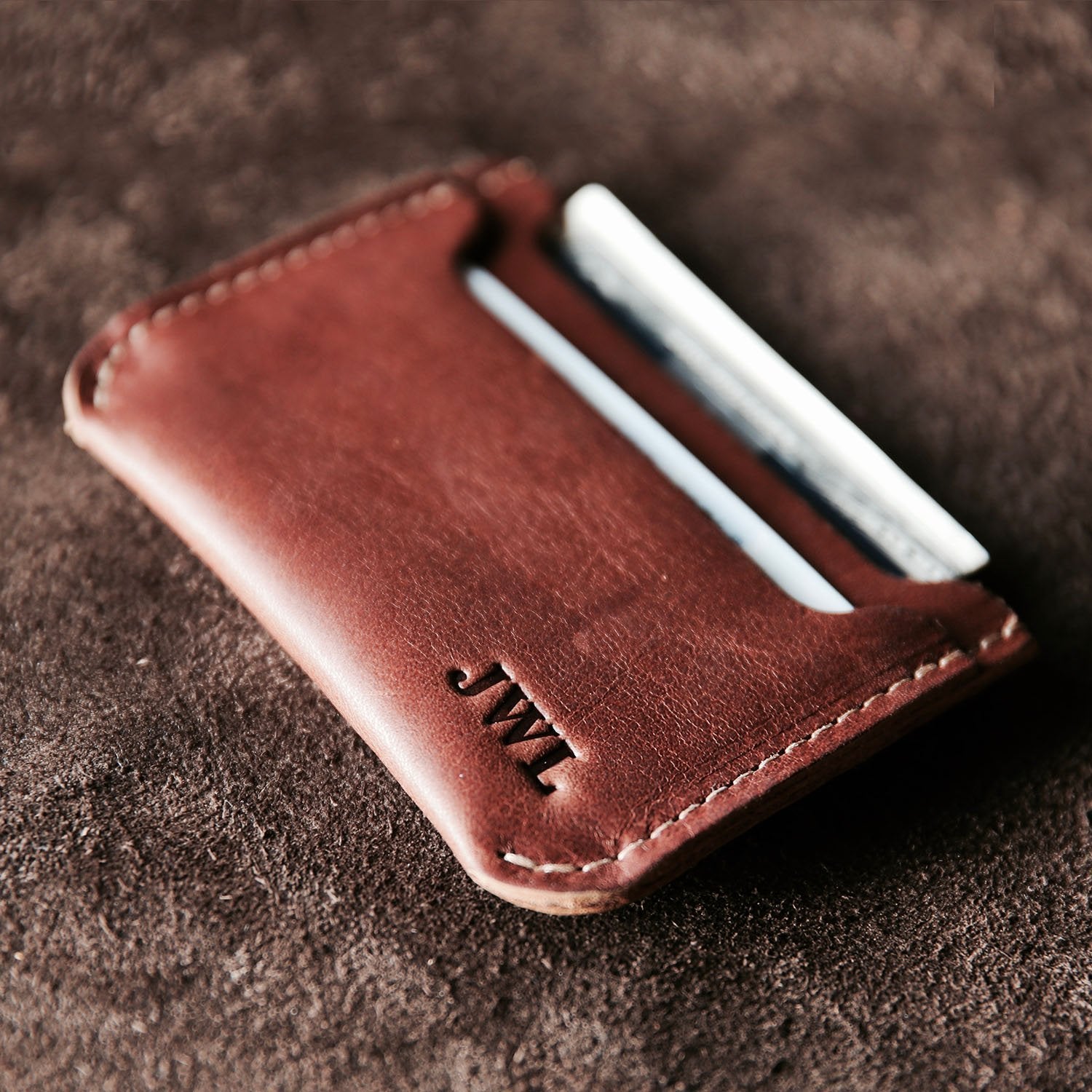 Christmas Gift Minimalist Wallet with Money Clip-Slim Credit Card Holder  Full Grain Leather Wallet-Groomsmen Gift-Gifts for HimThe Trey